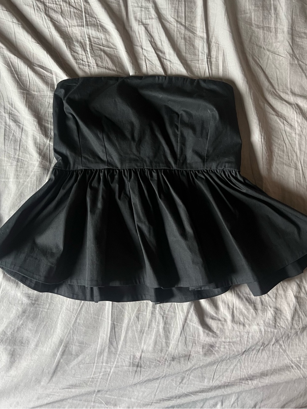 ANTONIO MELANI Black Strapless Peplum Crop Top